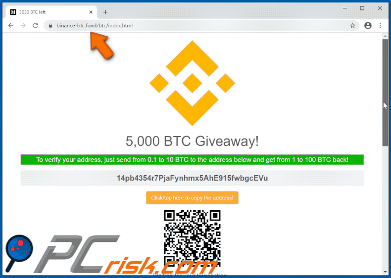 witryna binance-btc.fund promująca oszustwo Bitcoin