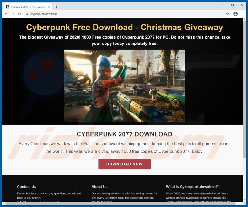 cyberpunk 2077 virus download page for malicious game installer