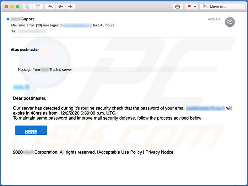 E-mail spamowy używnay do promowania witryny phishingowej (2020-12-03)