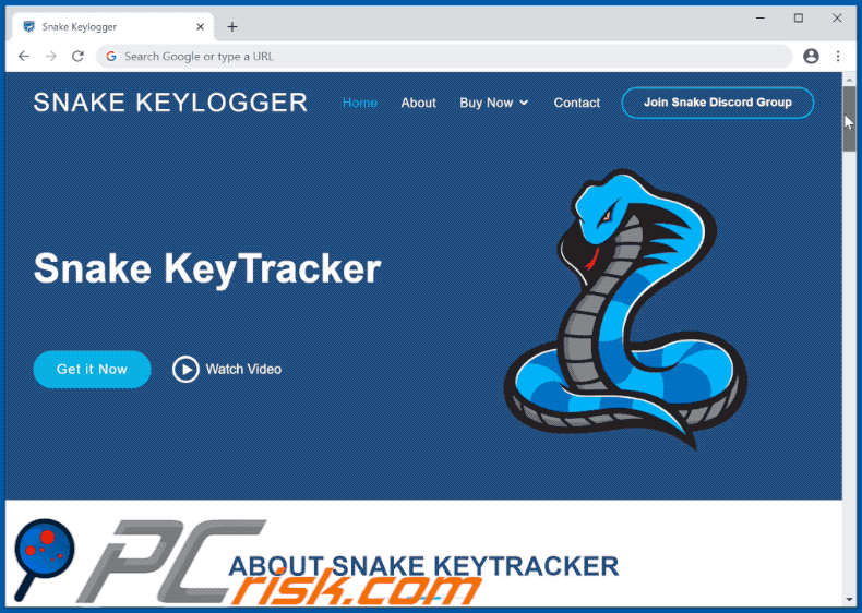 Keylogger Snake promujący stronę internetową GIF 