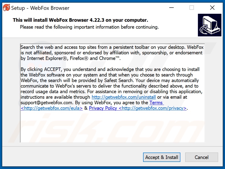 WebFox rogue browser installer