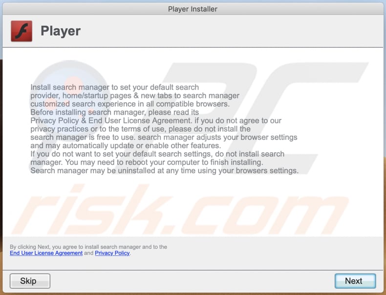 Instalator adware activityelement krok 2