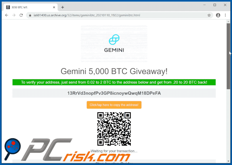 Witryna oszustwa rozdania BTC (2021-01-11)