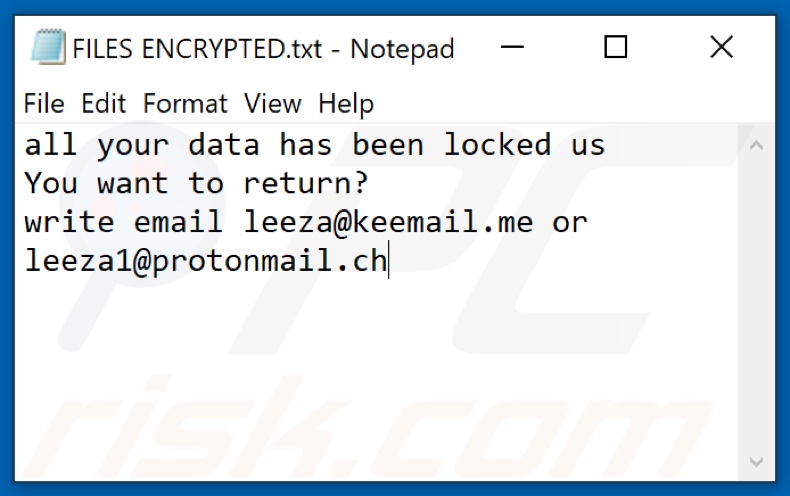 Plik tekstowy ransomware LTC (FILES ENCRYPTED.txt)
