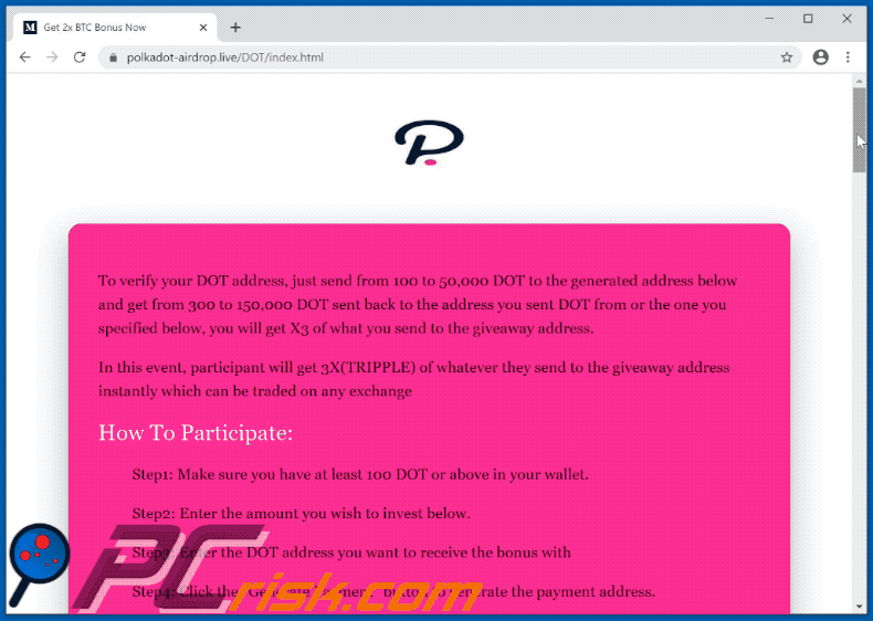 Oszustwo kryptowaluty Polkadot (DOT)