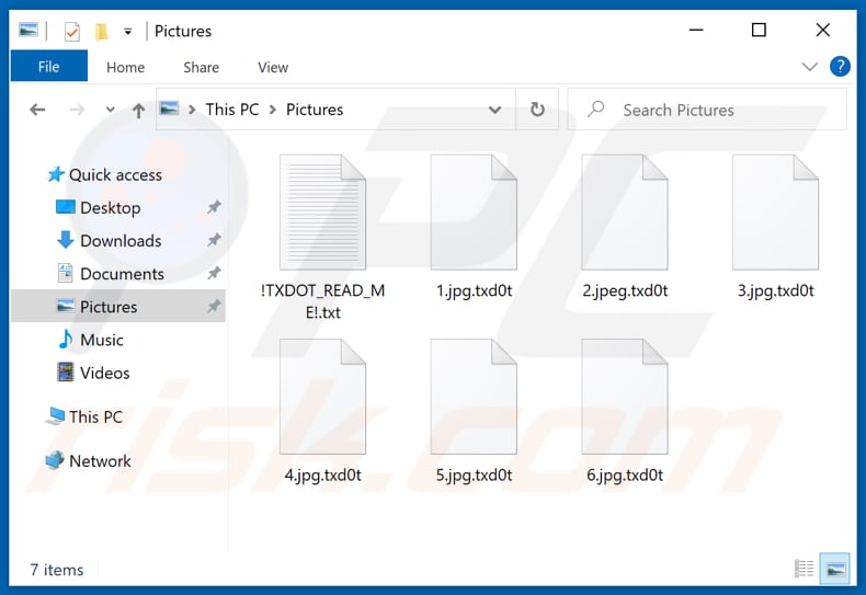 Pliki zaszyfrowane przez ransomware RansomExx (rozszerzenie .txd0t)