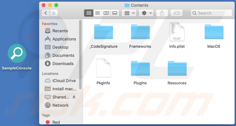 Folder zawartości adware sampleconsole