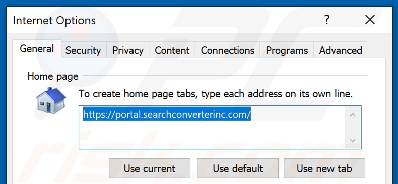 Usuwanie searchconverterinc.com ze strony głównej Internet Explorer