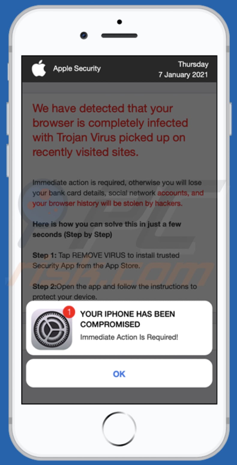 safari your iphone has been compromised