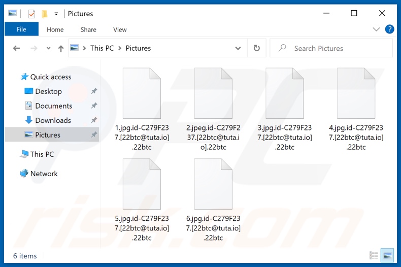 Pliki zaszyfrowane przez ransomware 22btc (rozszerzenie .22btc)