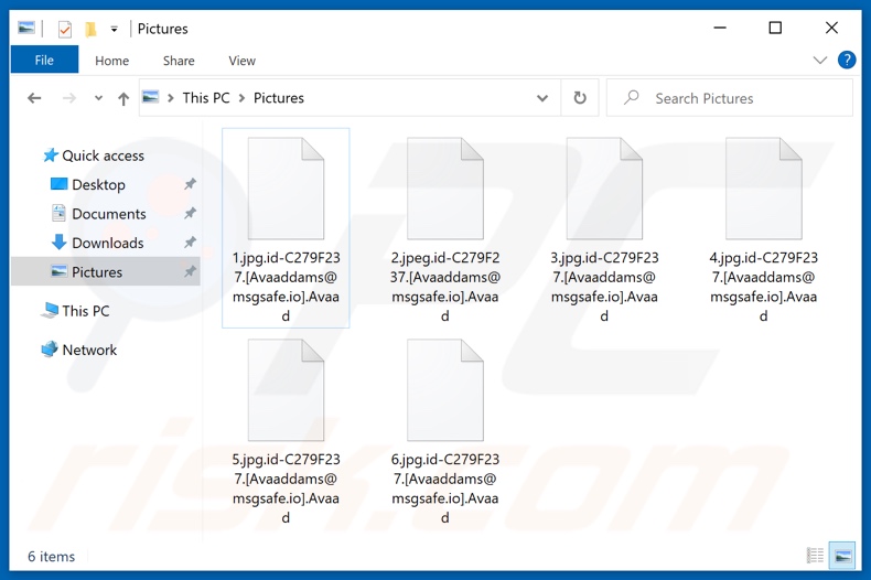 Pliki zaszyfrowane przez ransomware Avaad (rozszerzenie .Avaad)