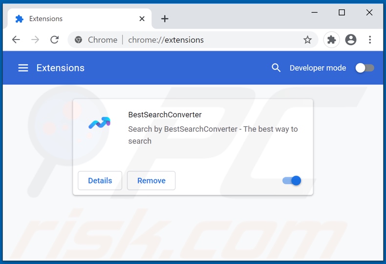 Usuwanie rozszerzeń Google Chrome powiązanych z bestsearchconverter.com 