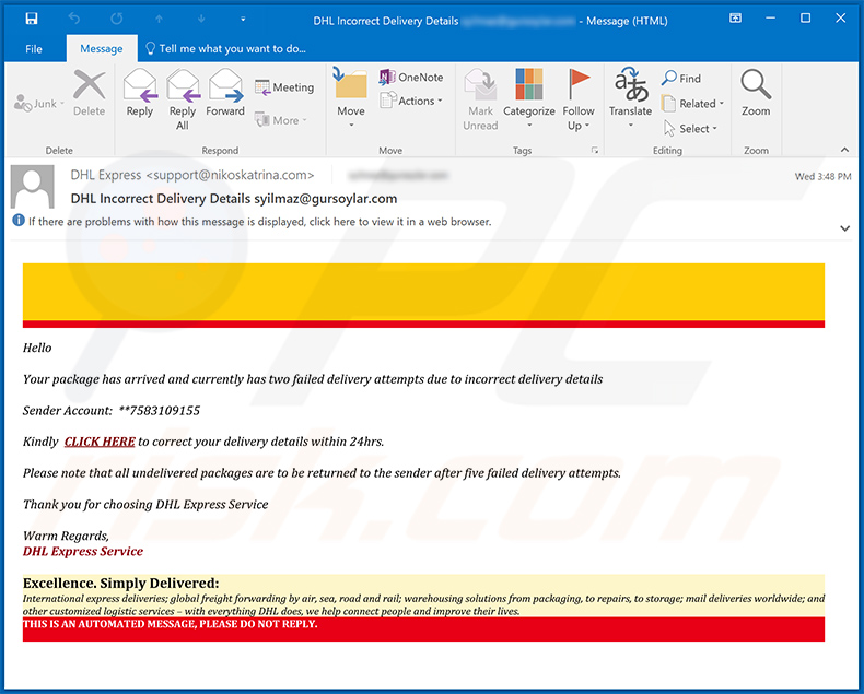 E-mail spamowy DHL Express (2021-02-11)