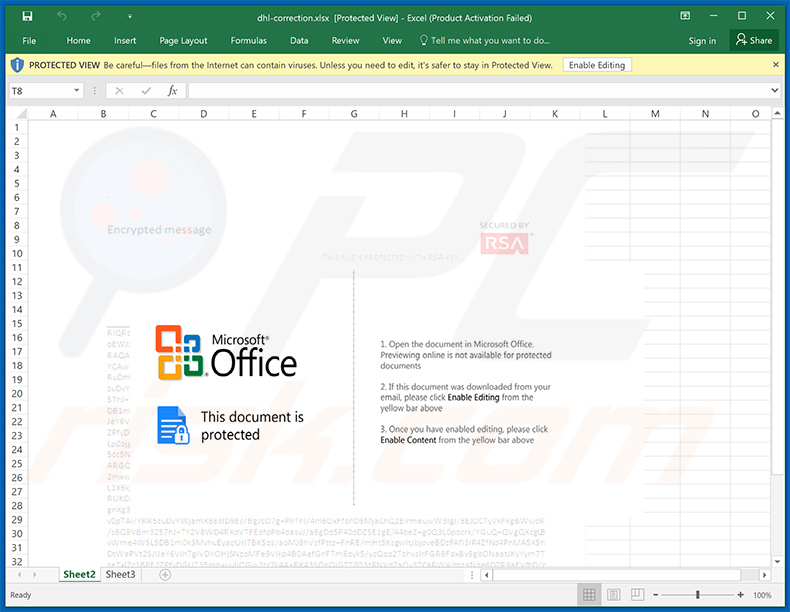 Złośliwy dokument MS Excel rozsyłany za pośrednictwem wiadomości spamowych DHL Express (2021-02-11) 