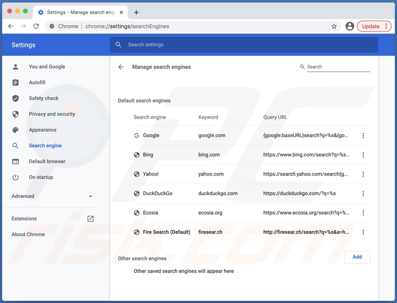 Porywacz przeglądarki Fire Search zainstalowany na Chrome 