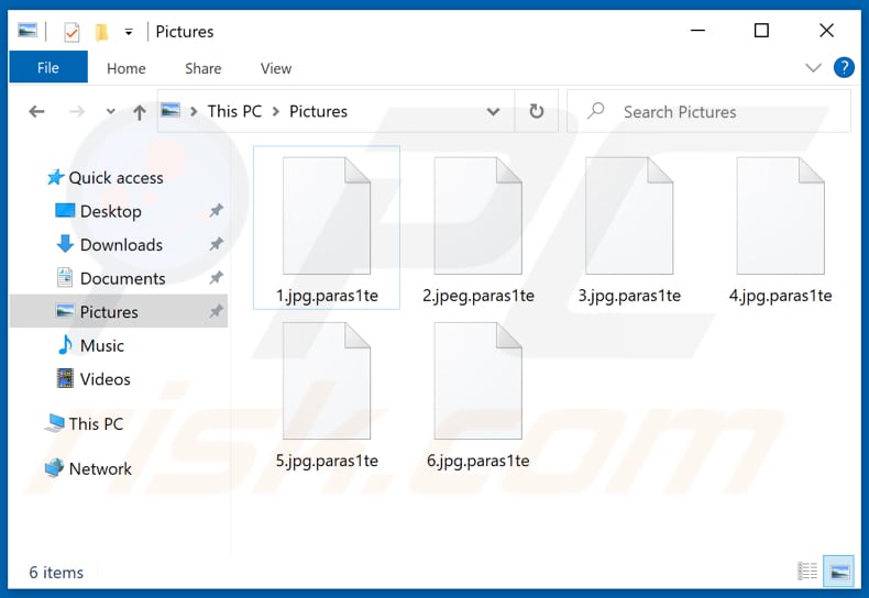 Pliki zaszyfrowane przez ransomware Paras1te (rozszerzenie .paras1te)