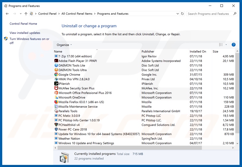 Dezinstalacja adware SystemMonitor za pośrednictwem Panelu sterowania 