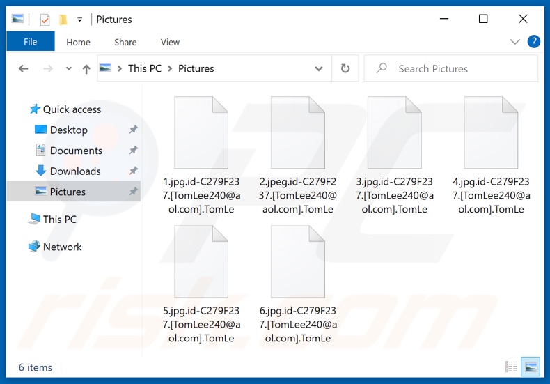 Pliki zaszyfrowane przez ransomware TomLe (rozszerzenie .TomLe)