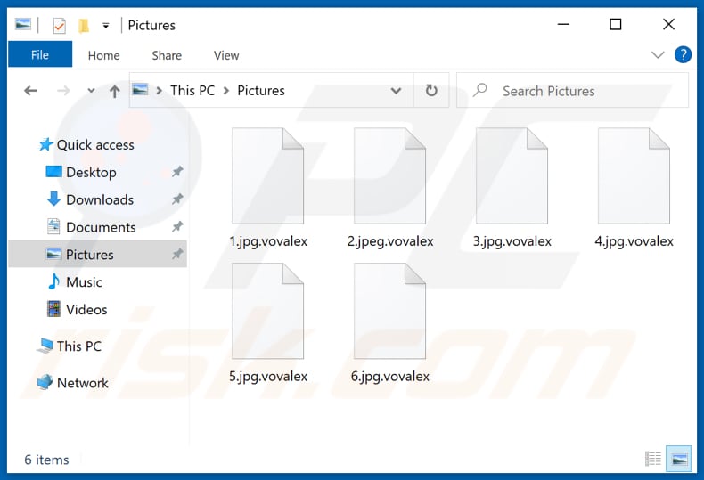 Pliki zaszyfrowane przez ransomware Vovalex (rozszerzenie .vovalex)