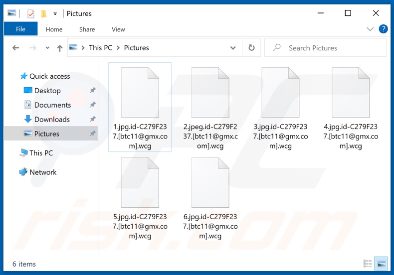 Pliki zaszyfrowane przez ransomware Wcg (rozszerzenie .wcg)