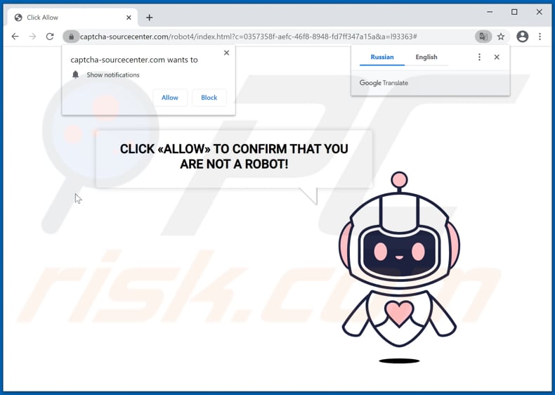 Przekierowania pop-up captcha-sourcecenter[.]com