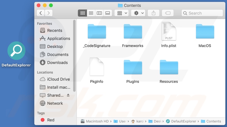 Folder instalacyjny adware DefaultExplorer
