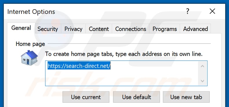 Usuwanie search-direct.net ze strony domowej Internet Explorer