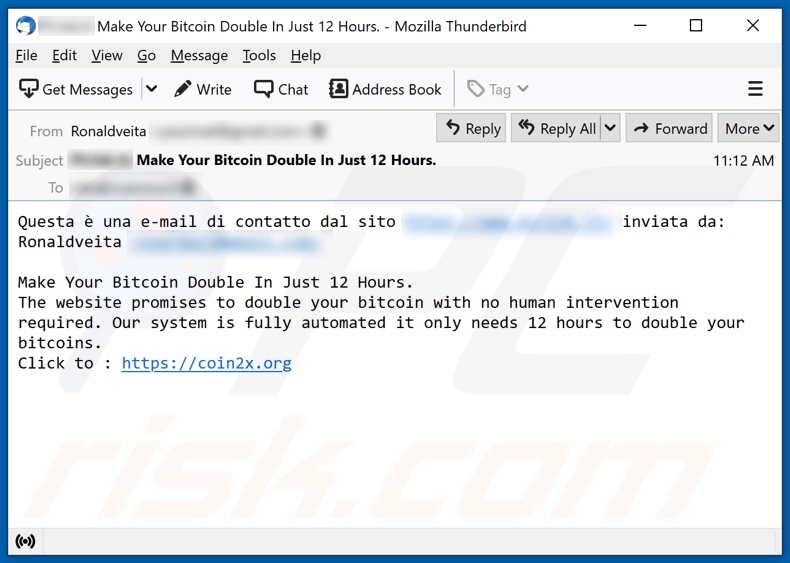 E-mailowa kampania spamowa Double Your BTC