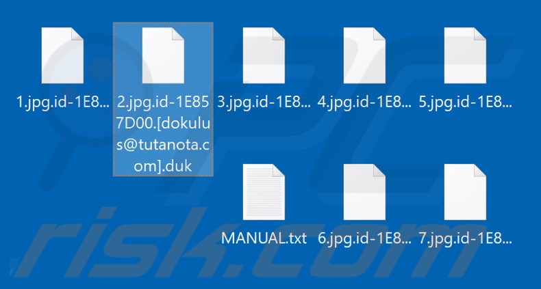 Pliki zaszyfrowane przez ransomware Duk (rozszerzenie .duk)