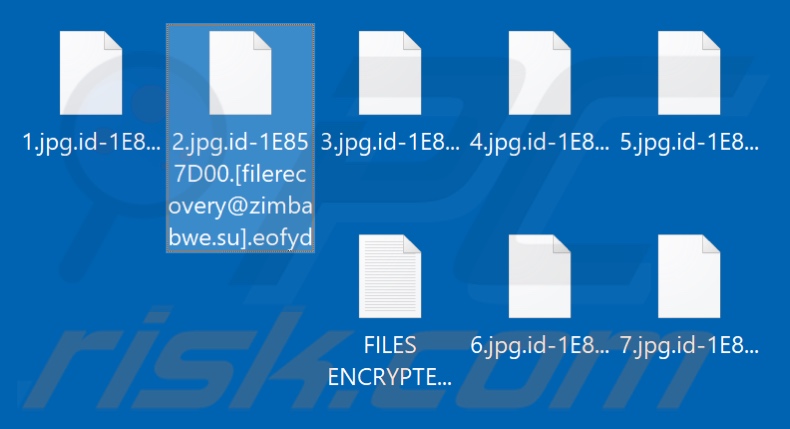 Pliki zaszyfrowane przez ransomware Eofyd (rozszerzenie .eofyd)