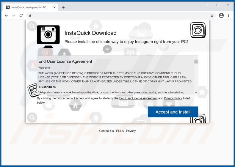 Witryna promująca adware InstaQuick