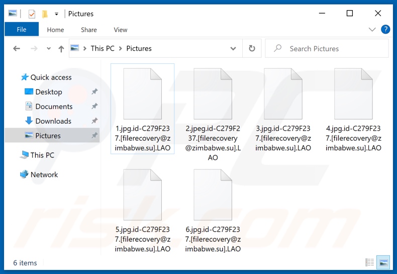 Pliki zaszyfrowane przez ransomware LAO (rozszerzenie .LAO)