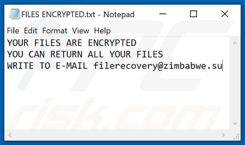 Plik tekstowy ransomware LAO (FILES ENCRYPTED.txt)