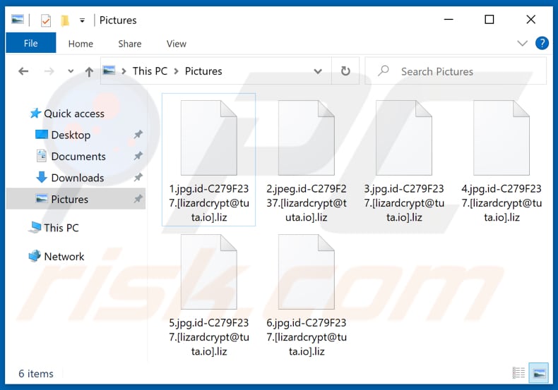 Pliki zaszyfrowane przez ransomware Liz (rozszerzenie .liz)