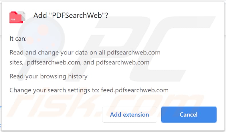 Powiadomienie porywacza przeglądarki pdfsearchweb