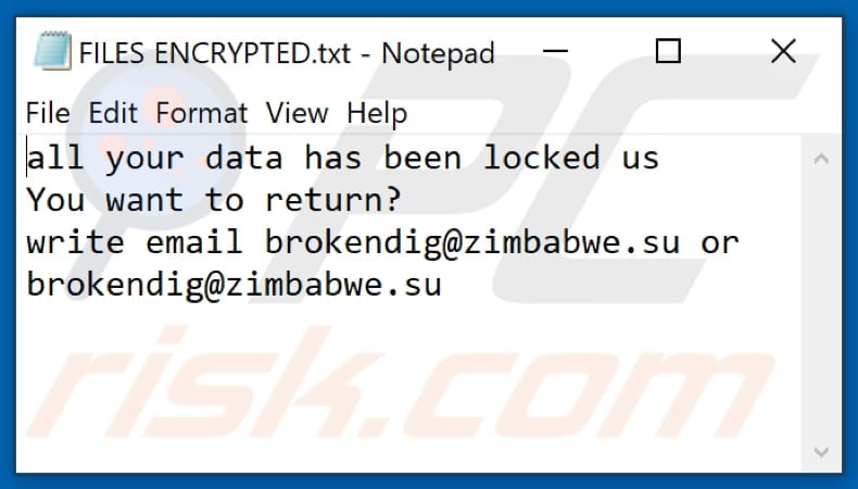 Plik tekstowy ransomware Pirat (FILES ENCRYPTED.txt)