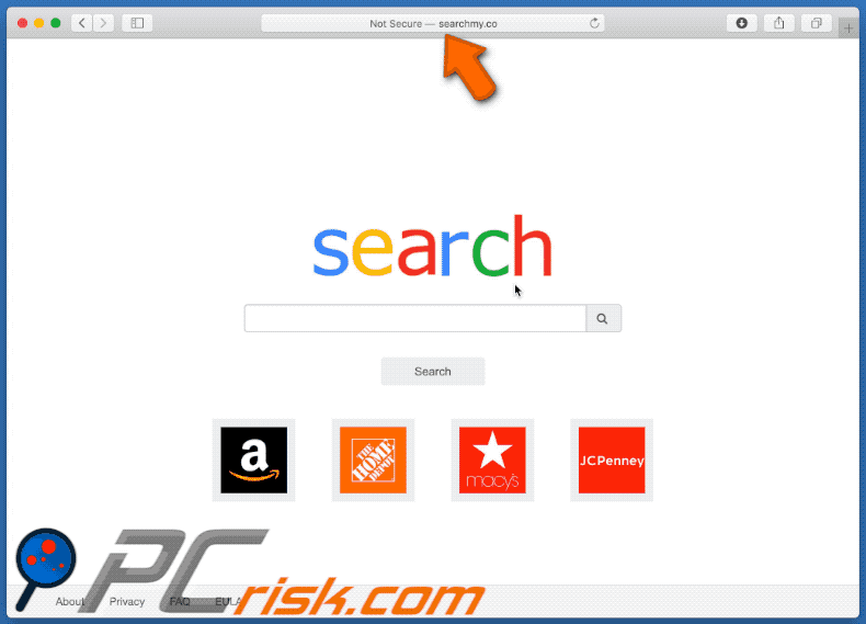 searchmy.co przekierowująca (poprzez flip-search.com) do opti-page.com (GIF)