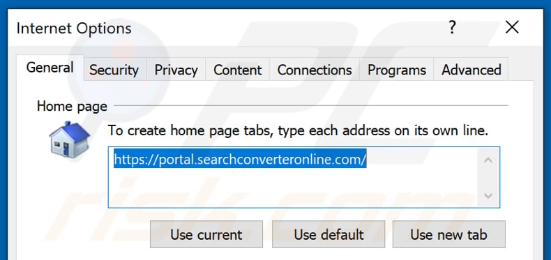 Usuwanie searchconverteronline.com ze strony domowej Internet Explorer