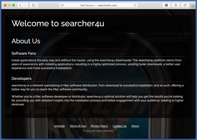 Wątpliwa witryna używana do promowania porywacza przeglądarki searcher4u.com 