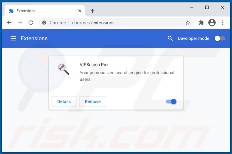 Usuwanie rozszerzeń powiązanych z vipsearch.guru z Google Chrome