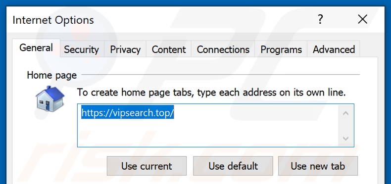 Usuwanie vipsearch.guru ze strony domowej Internet Explorer