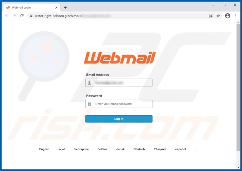 Zwodnicza witryna oszustwa e-mailowego webmail
