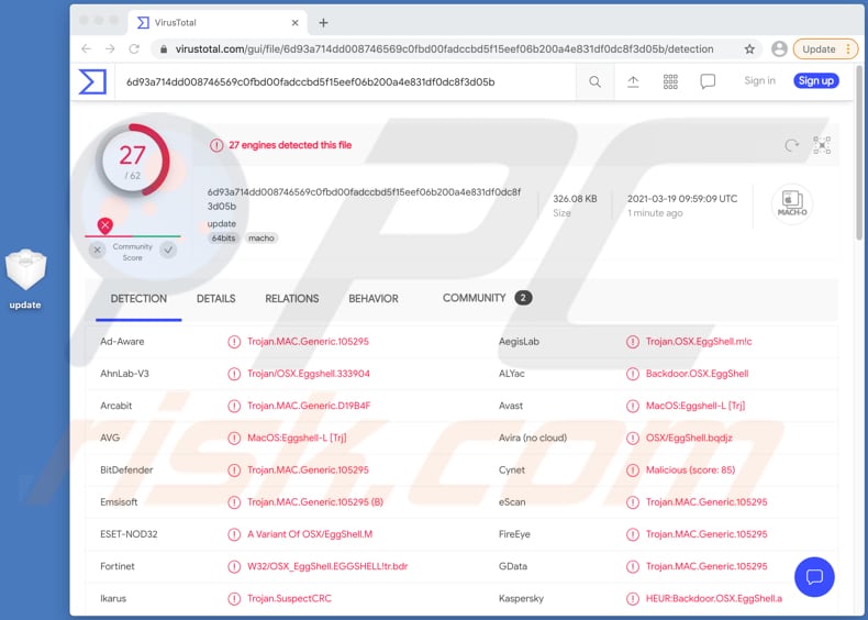 malware xcodespy na virustotal