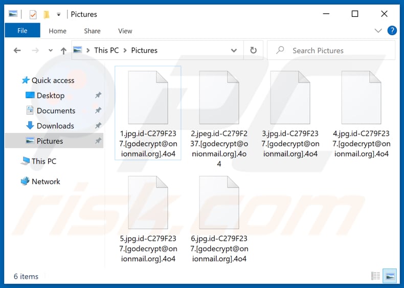 Pliki zaszyfrowane przez ransomware 4o4 (rozszerzenie .4o4)