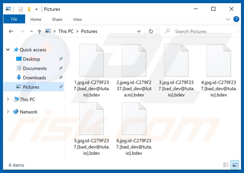 Pliki zaszyfrowane przez ransomware Bdev (rozszerzenie .bdev)