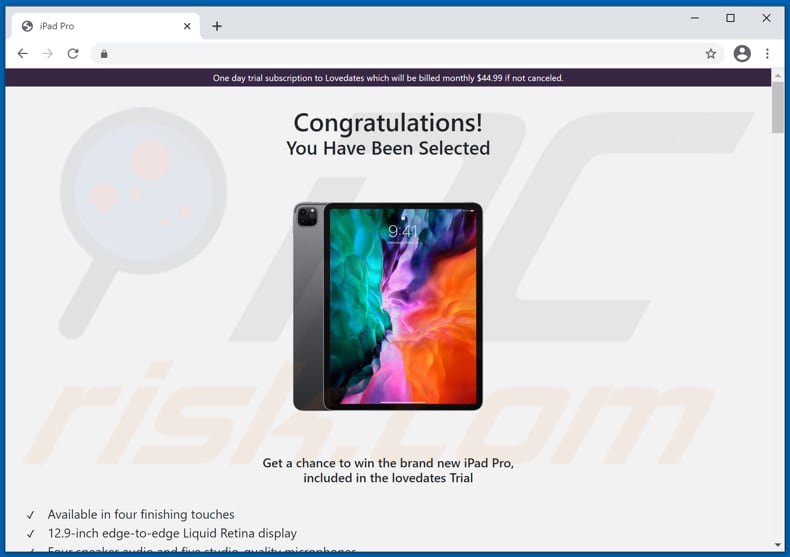 Oszustwo Chance To Win The New iPad Pro