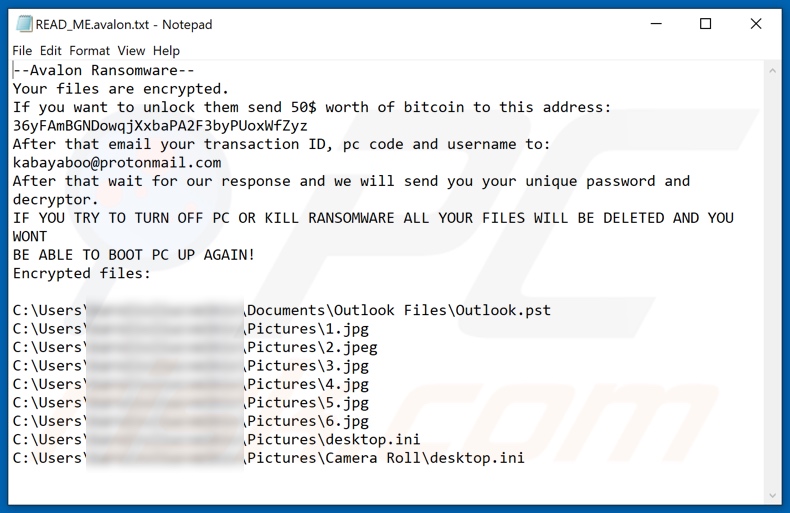 Plik tekstowy ransomware Avalon (READ_ME.avalon.txt)