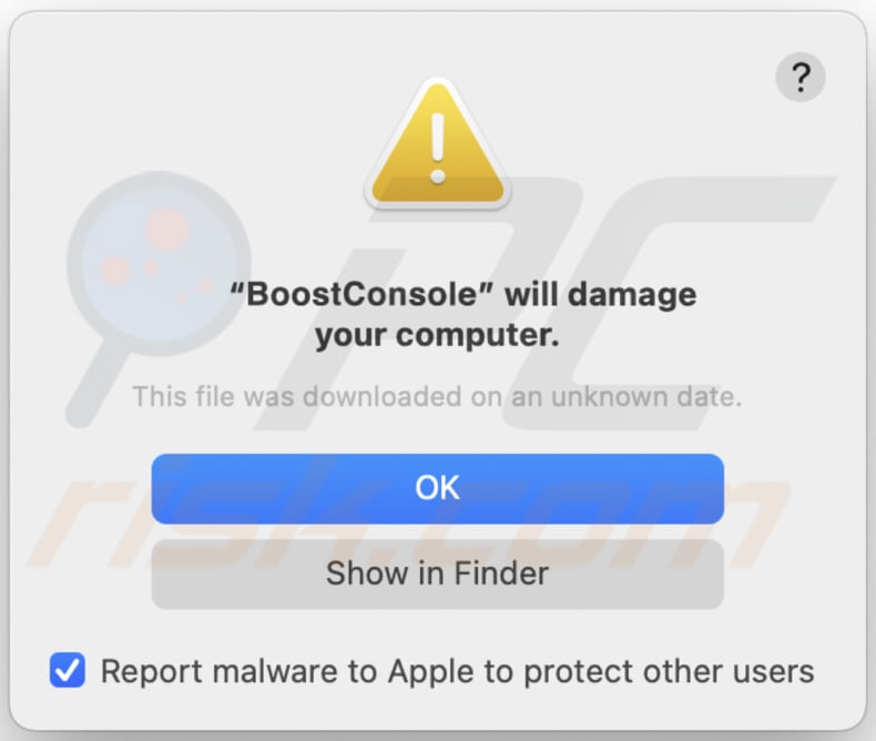 Okienko pop-up adware boostconsole, które może się pojawić po zainstalowaniu boostconsole