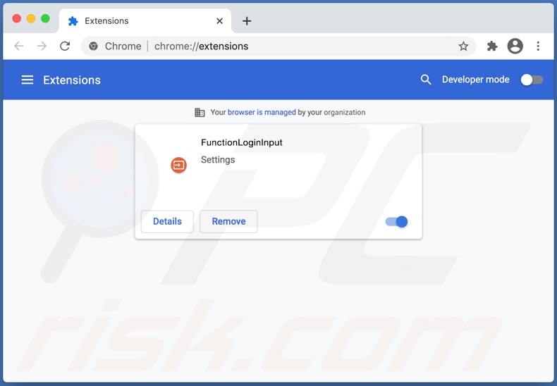 Porywacz przeglądarki FunctionLogInput zainstalowany w przeglądarce Google Chrome