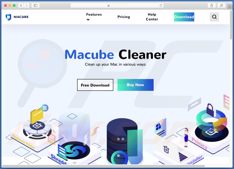 Witryna używana do promowania PUA Macube Cleaner